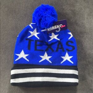 Adult Unisex Blue White Black Texas Beanie with Stars Stripes One Size NWT